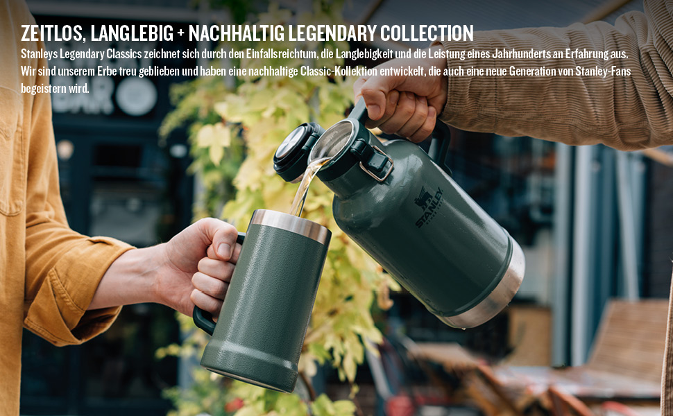 Термос-термокана Stanley Classic Easy-Pour 1.9л, нержавіюча сталь, зелений, для напоїв, витримує 24 години, витримує миття в посудомийній машині