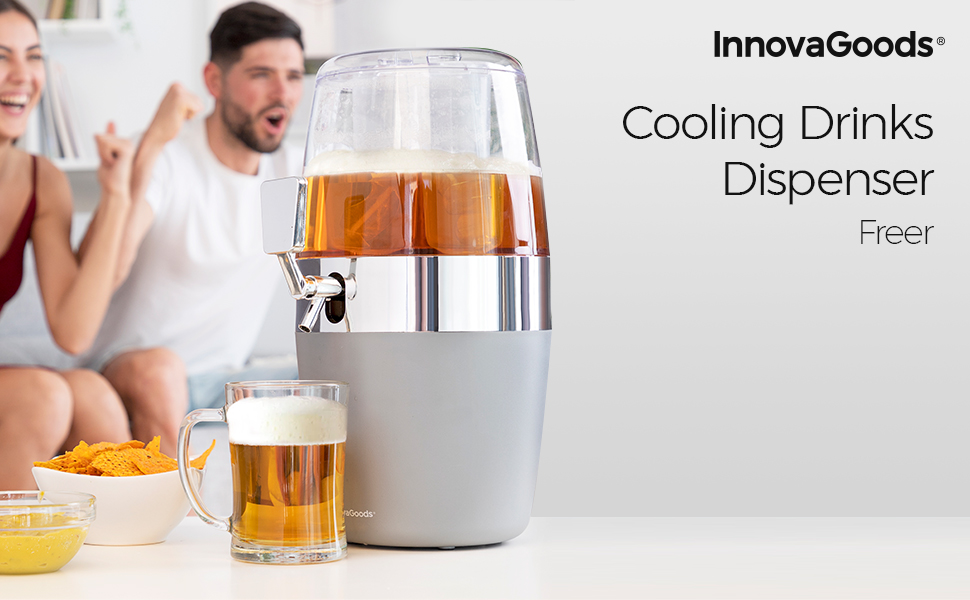 Диспенсер для пива InnovaGoods® 4L, кулькова форма, з охолоджувальною вставкою, сірий, 22x41,7x26,5 см