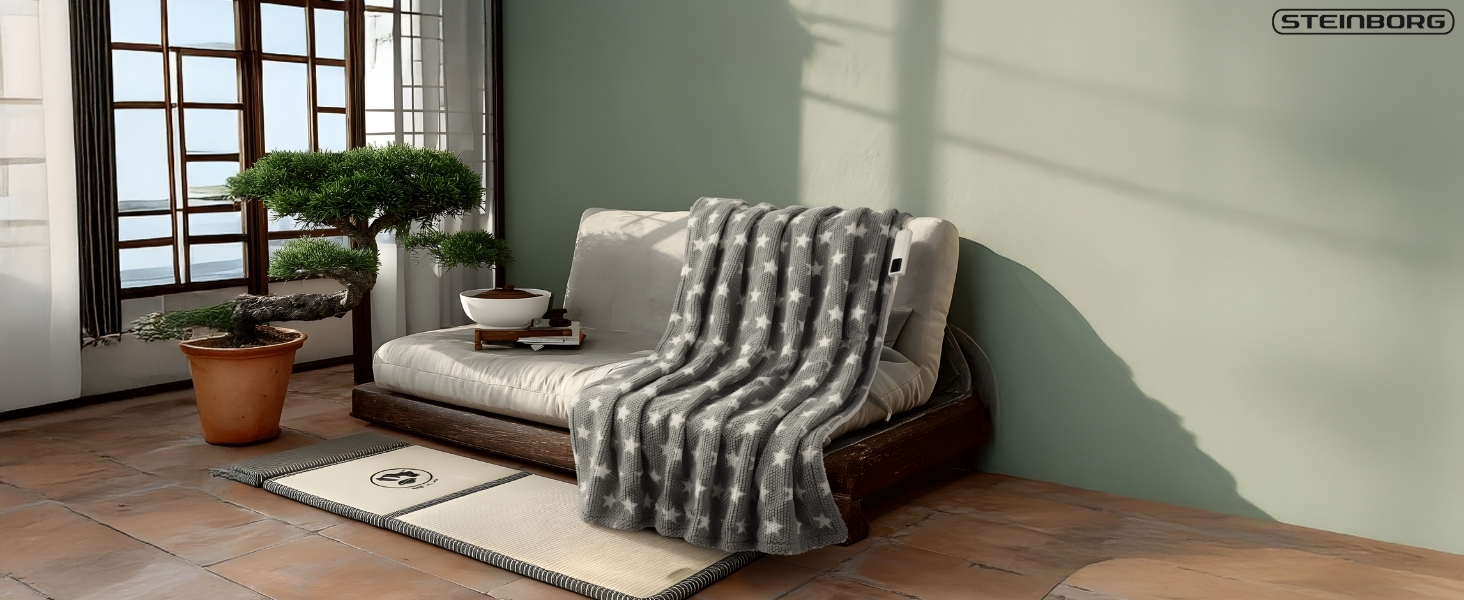 Електрична гріюча ковдра Steinborg® з автовимкненням 180x130 см - 9 температурних режимів, пральна