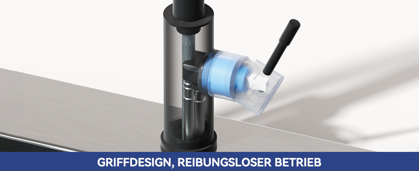 Змішувач кухонний висувний Sofetiy з душем, нержавіюча сталь, чорний, 360°