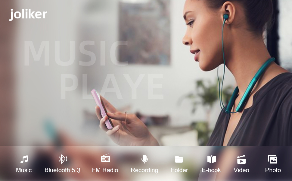 MP3 плеєр 64GB Bluetooth 5.3 HiFi, з радіо FM, диктофоном, металевим корпусом та сенсорним екраном 2.4