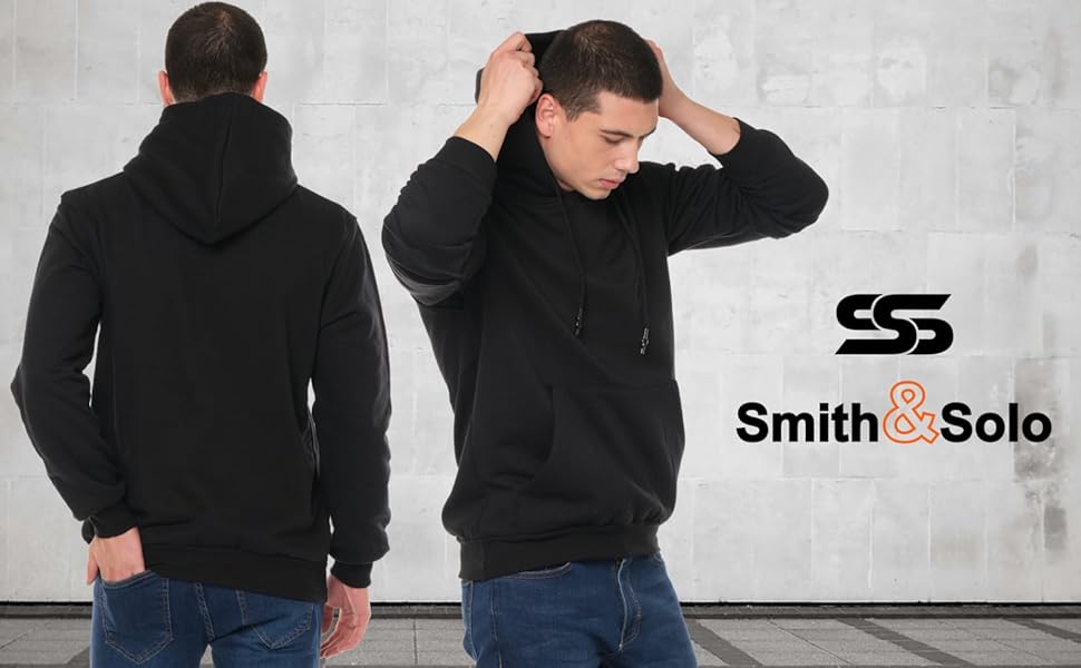 Світшот з капюшоном Smith & Solo чоловічий, на блискавці, Slim Fit, для тренувань, бавовна, розмір L, антрацит