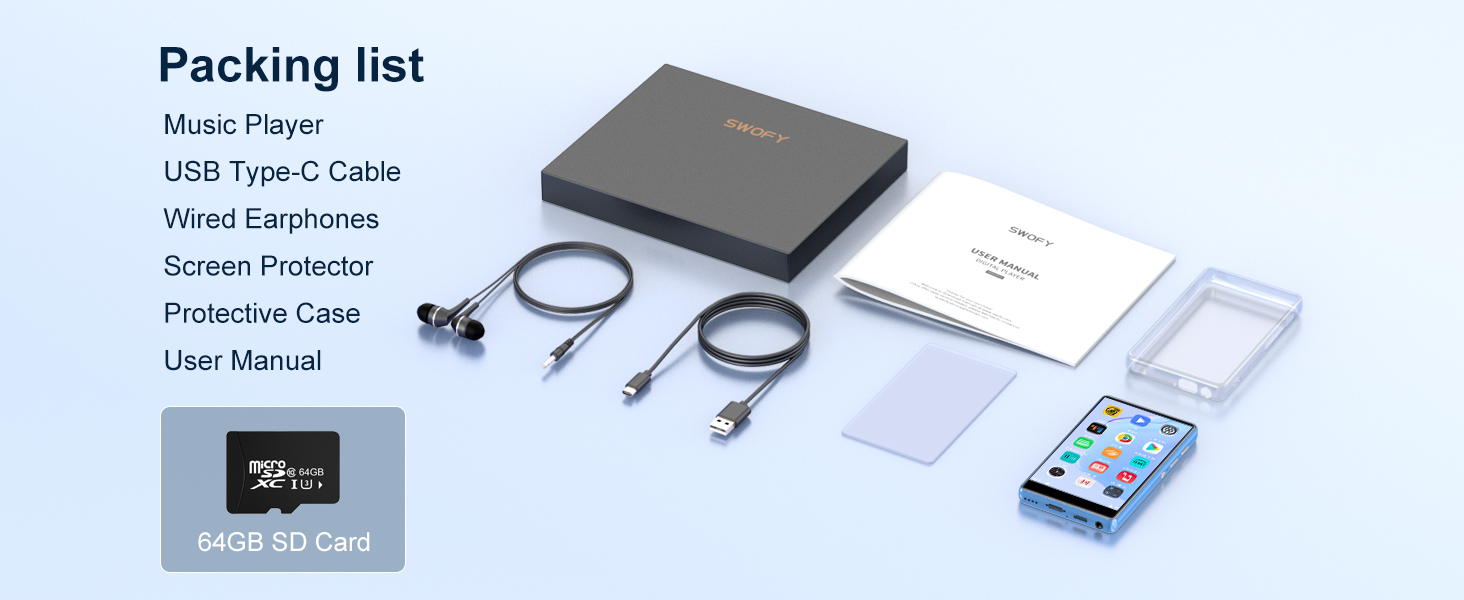 MP3 плеєр SWOFY 80GB з Bluetooth, WiFi, сенсорним екраном 4.0