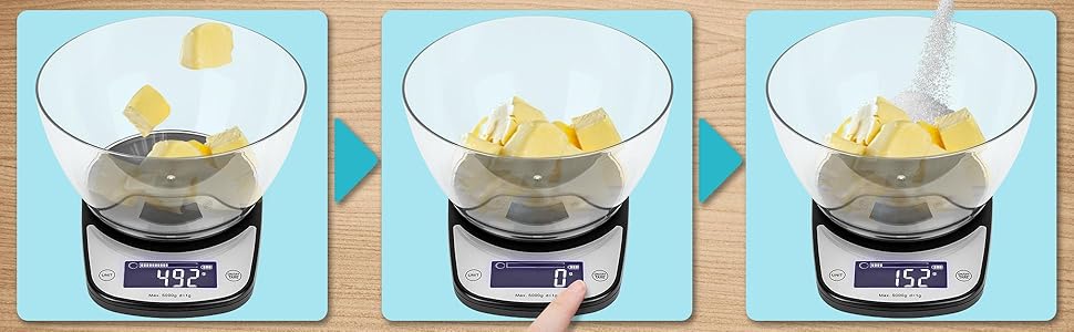Ваги кухонні Duronic KS5000BKCR: цифрові, 5 кг, з мискою, точність 1 г, з функціями Tara та Hold