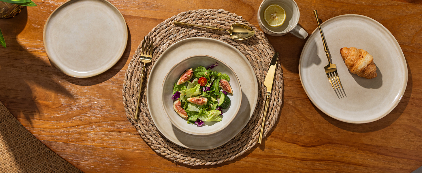 Набір глибоких тарілок GBhome з кераміки (22 см, 6 шт.) - для супу, пасти, кави