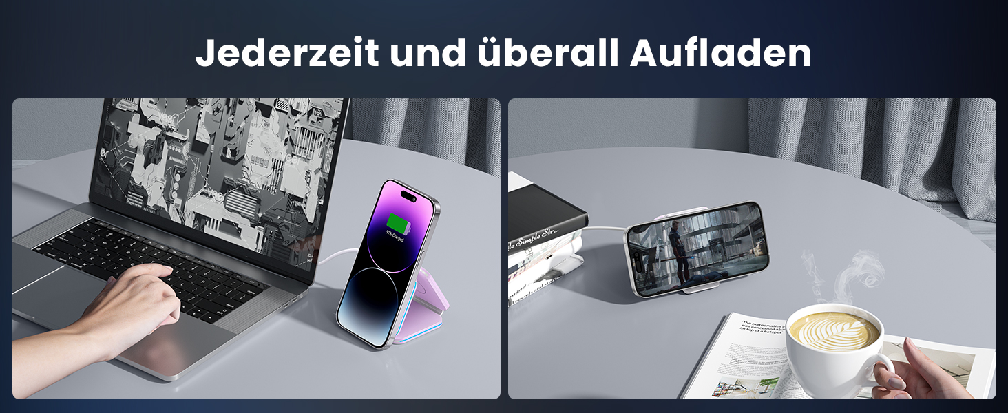 3-в-1 Бездротова зарядка: для Apple Watch, iPhone та AirPods (фіолетовий)