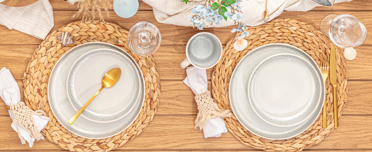 Набір посуду SÄNGER Kreta 24 частини, 6 осіб, керамічний посуд, блакитний з кремовим, VALUE COLLECTION