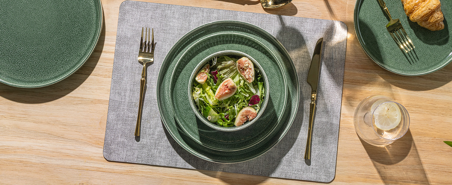 Набір посуду GBhome з каменю, 18 предметів, ручна робота, для 6 осіб, стійкий до миття в посудомийній машині та мікрохвильовій печі, набір тарілок та мисок