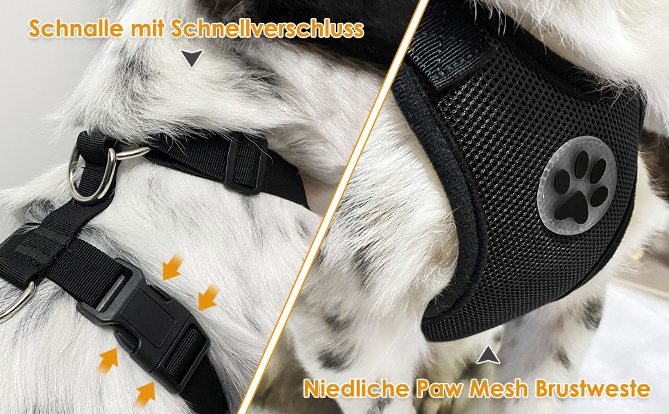 Шлейка для собак SlowTon з кріпленням для автомобіля, дихаюча, з 2 карабінами, чорна, розмір S