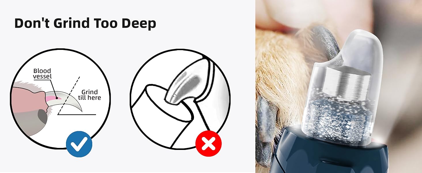 Електричний точилка для кігтів собак Casfuy - 6 режимів, 45 дБ, з LED-підсвіткою, для великих, середніх та малих порід, з захистом від пилу (білий/блакитний)