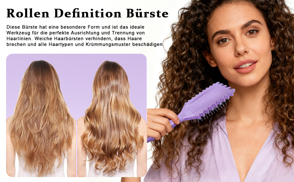 Браш для створення локонів Lockenbürste, фіксуюча щітка для укладки волосся, розпушувач для жінок (фіолетовий)