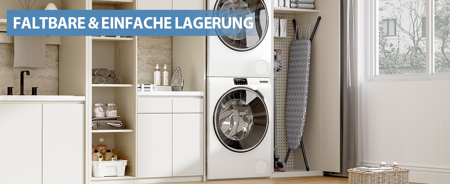 Відкидна гладильна дошка KINGRACK з регулюванням висоти, стабільний стійкий стіл для прасування з металевим каркасом, 33 x 110 см (Сірий)