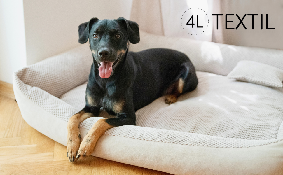 М'яке ліжко для собак 4L Textil Teo, корзина для собак середнього розміру, ліжко-подушка, 60x40 см, бежеве