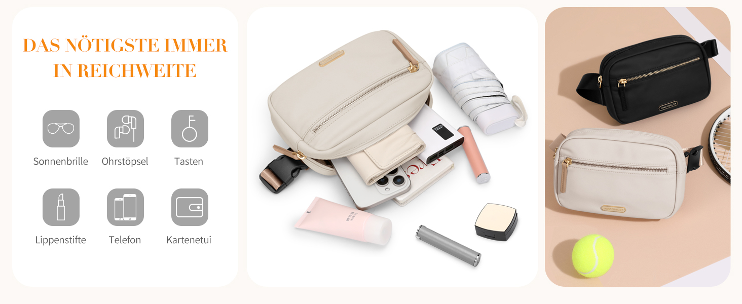 Жіноча бананка на пояс, чоловіча бананка, спортивна бананка, сумка через плече, кросбоді, бананка на регульованому ремінці, бежева, насичений абрикосовий колір, L