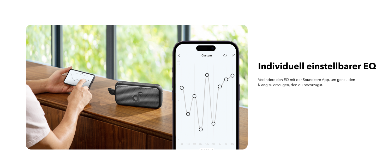 Soundcore Motion 300 - Бездроковий портативний Bluetooth-динамік з BassUp, SmartTune, 30W, 13h, IPX7, для дому, саду, кемпінгу та подорожей, Чорний