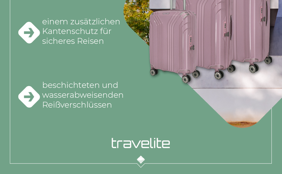 Чемодан Travelite ELVAA Rosé 66 см, 72-77 л, з TSA замком та розширюваною внутрішньою частиною