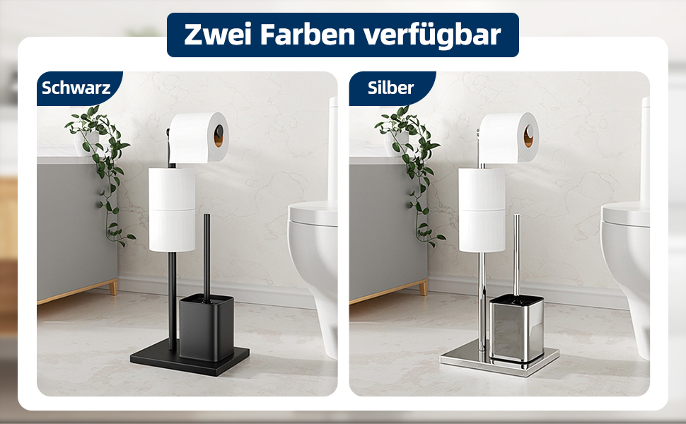 Тримач туалетного паперу з щіткою для унітазу - набір для ванної кімнати, чорний матовий