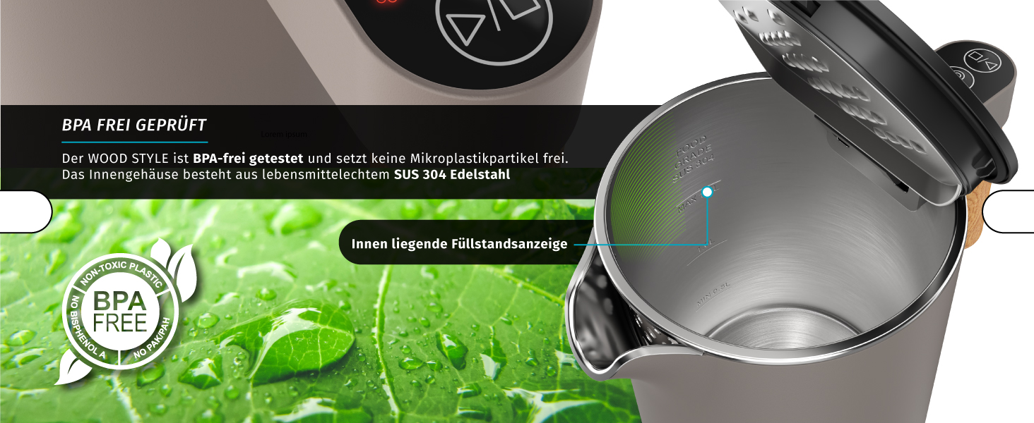 Електричний чайник Arendo з регулюванням температури, 1.5 л, нержавіюча сталь, подвійні стінки, BPA free, функція підтримки тепла, Cool Touch, Taupe C