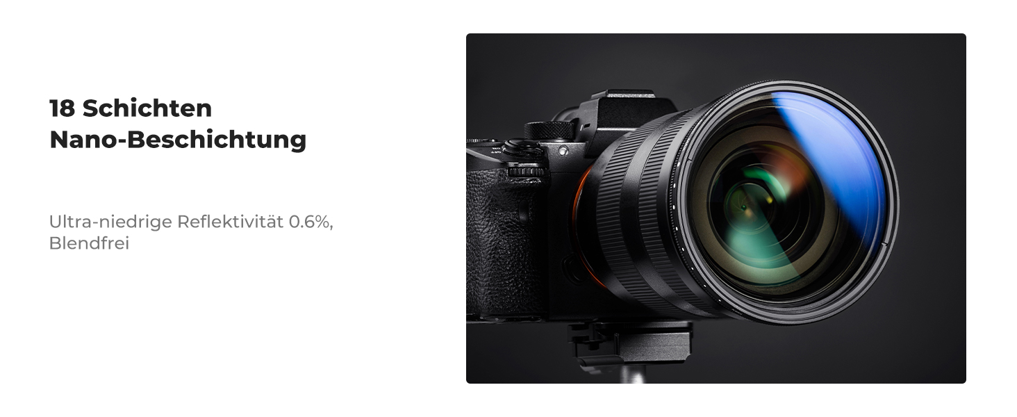 Фільтр ND K&F Concept Nano K-Serie 58mm, регульований сірий фільтр ND2-ND2000 (1-11 ступенів)