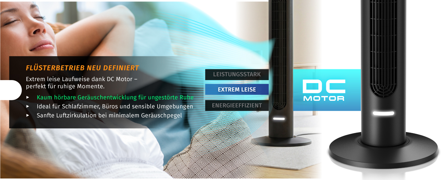 Вентилятор DC Brandson з пультом керування - тихий, 8 швидкостей, Sleep Mode, осциляція, 4 режими, дисплей, енергозберігаючий