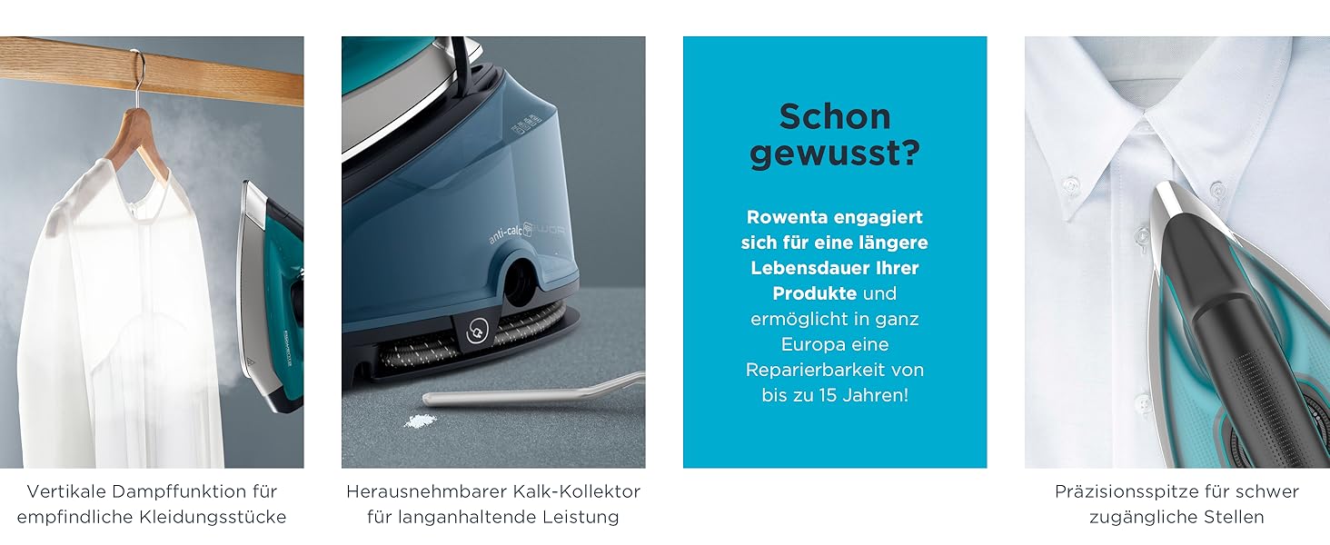 Станція парогенератора Rowenta Compact Steam Pro DG7621: 6,2 Bar, 310 г/хв, 1,1 л, компактний дизайн, блакитно-чорний