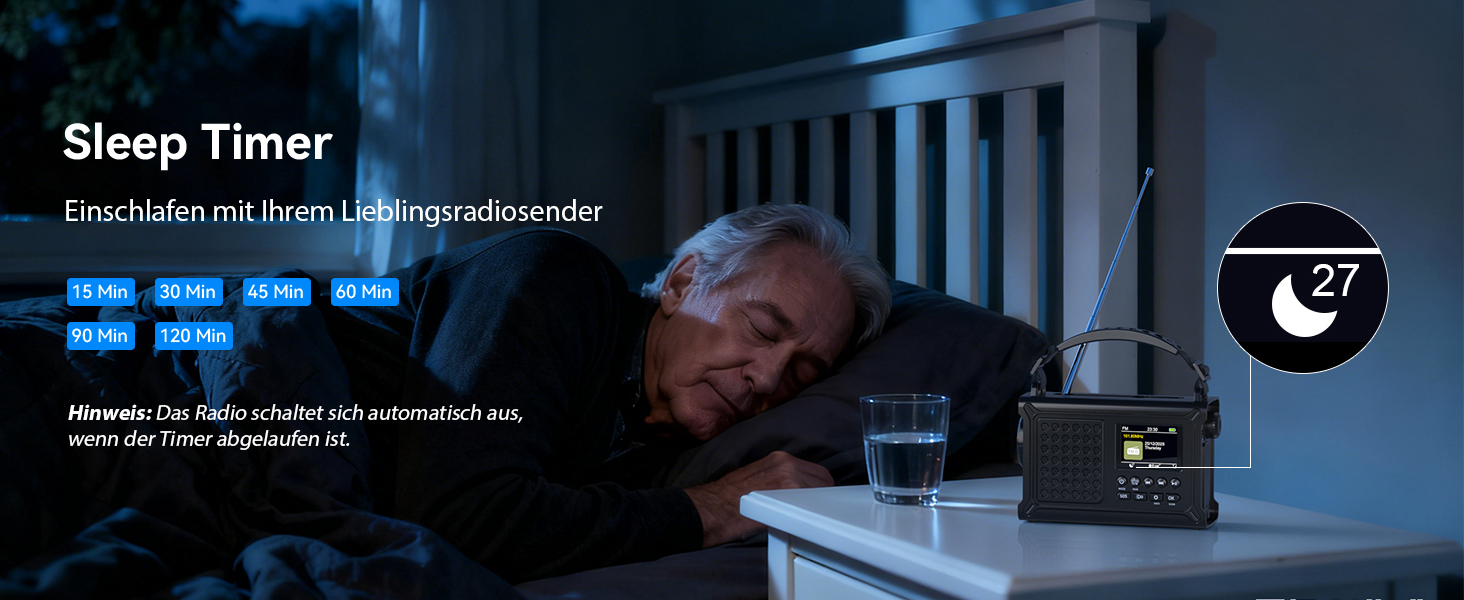 Радіоприймач Kurbelradio з DAB/DAB+/UKW, акумулятор 12000mAh, сонячна панель 8500mm², ручне радіо, Bluetooth 5.0, ліхтарик, ліхтар для читання, Outdoor, кемпінг, зелений (чорний)