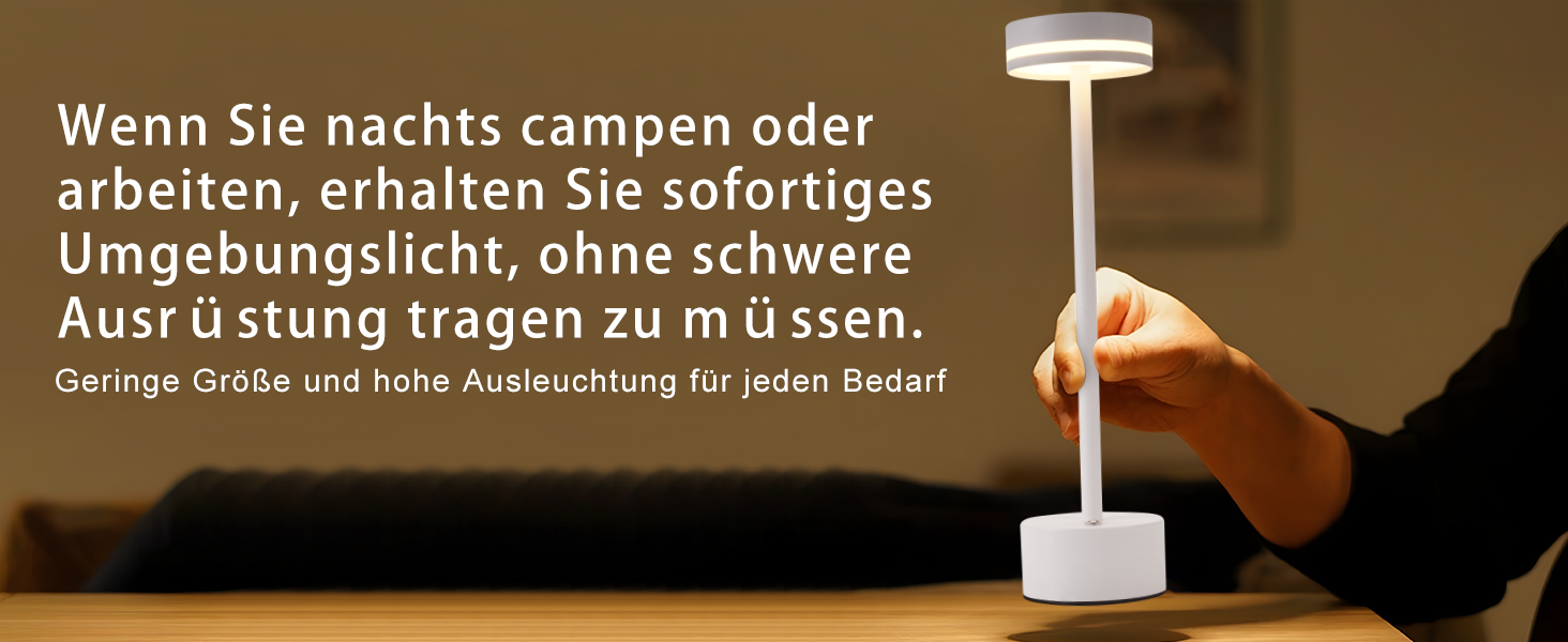 Настільна лампа акумуляторна LED 2 в 1: бездротова, димована, з USB-C зарядкою, сенсорна, для спальні, їдальні, офісу (біла)