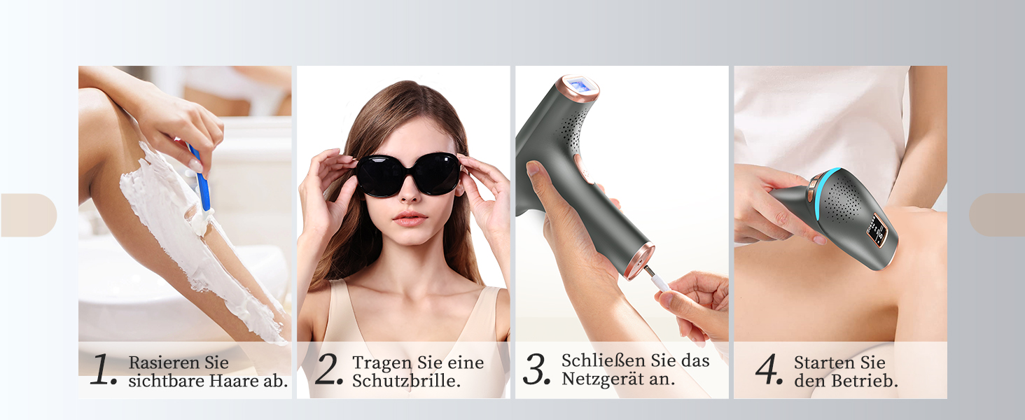 Пристрій для епіляції IPL Haarlosy: безболісна епіляція вдома для жінок та чоловіків, 9 рівнів, 999,900 імпульсів, 3 функції (HR/SC/RA), для тіла, ніг, зони бікіні, пахв. Чорний колір.