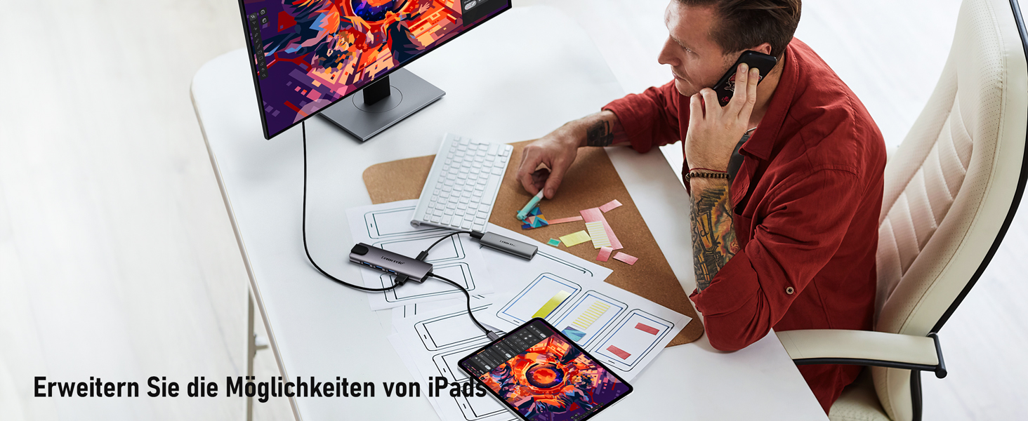 Lemorele Док-станція USB C хаб 9-в-1 з Ethernet: 2xHDMI 4K, 3xUSB 3.0/2.0, VGA, PD 100W, SD/TF, для Windows, MacBook, Dell, HP, Lenovo, Surface