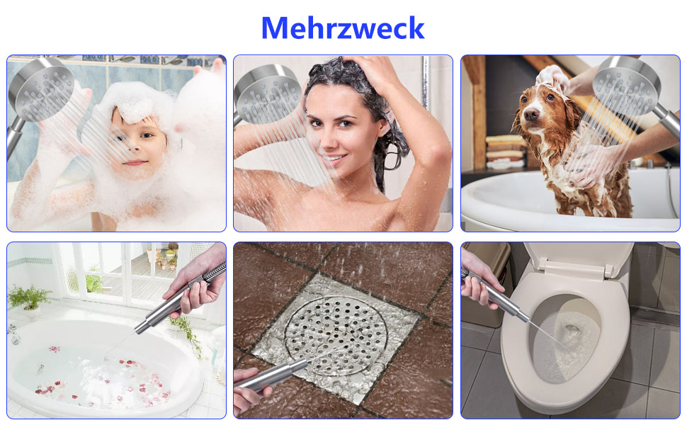 Stainless Steel Shower Head, Water-Saving Showerhead, High-Pressure Shower Head, Handheld Shower Head with Strong Jet, Rain Shower Head for Bathing, Spa, and Tub Cleaning