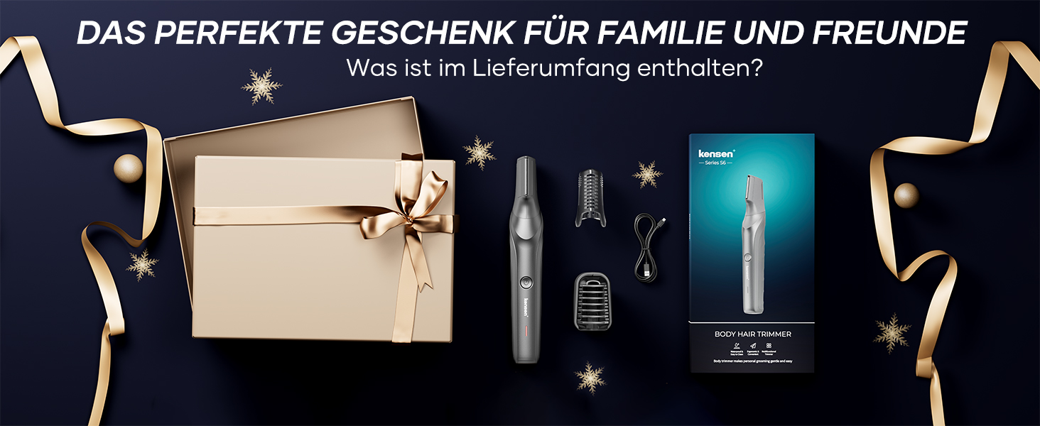 Триммер для тіла Kensen V-подібний чоловічий для гоління інтимної зони. Вологостійкий тілотриммер з насадками для ніг, грудей, пахв та зони бікіні.