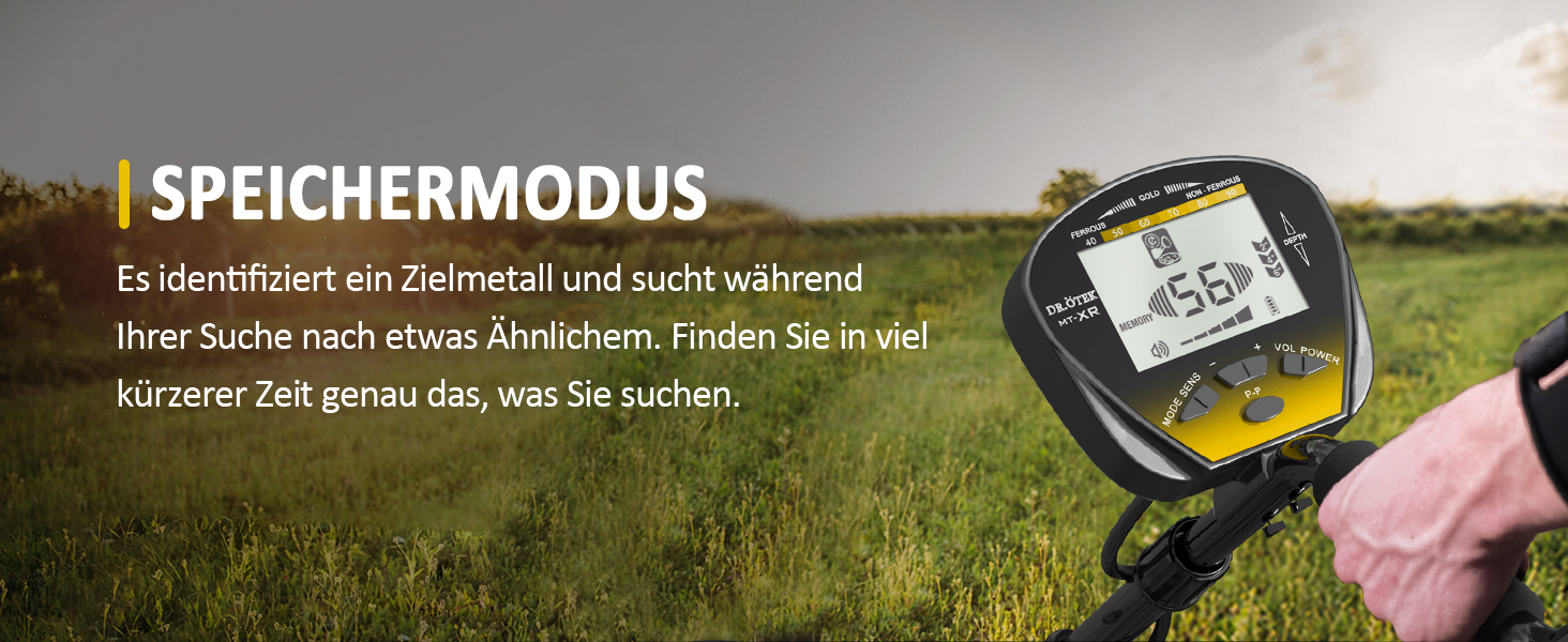 Металодетектор DR.ÖTEK Profi Set: легкий, для дітей та дорослих, з точним визначенням місця знахідки, режимами пам'яті та водонепроникною котушкою, 5 режимів, висока точність, комплект з лопаткою