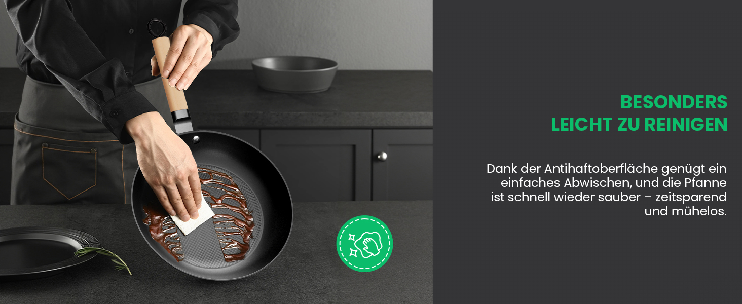 Чавунна сковорода YUTANN для індукції, газу та електроплит (20/24/28 см). Без PFOA/PFAS. З антипригарним покриттям