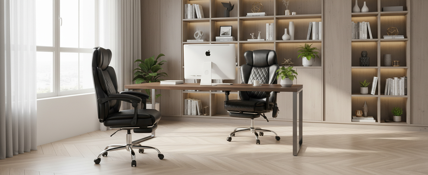 Офісне крісло Colamy з ергономічною підтримкою спини, регульованою підголівником та функцією масажу (чорний)