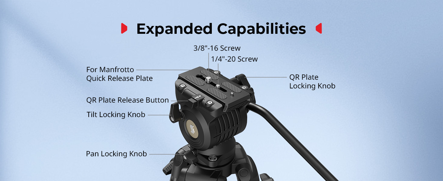 SMALLRIG Статив відеозйомки 73'' з алюмінієвого сплаву, 8кг, QR Plate Manfrotto 501PL, 186см