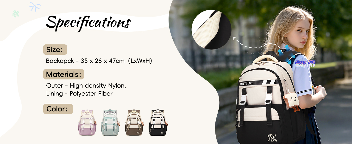 Шкільний рюкзак IvyH для дівчаток, водонепроникний, для 5-9 класів, з великою місткістю, зелений