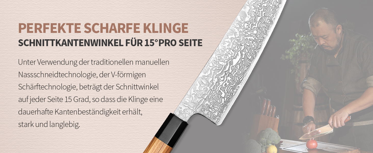 Японський ніж Kiritsuke XINZUO з дамаської сталі, 21.5 см, Gyuto, ручка з оливкового дерева та чорного рогу буйвола, ручна робота, з піхвою