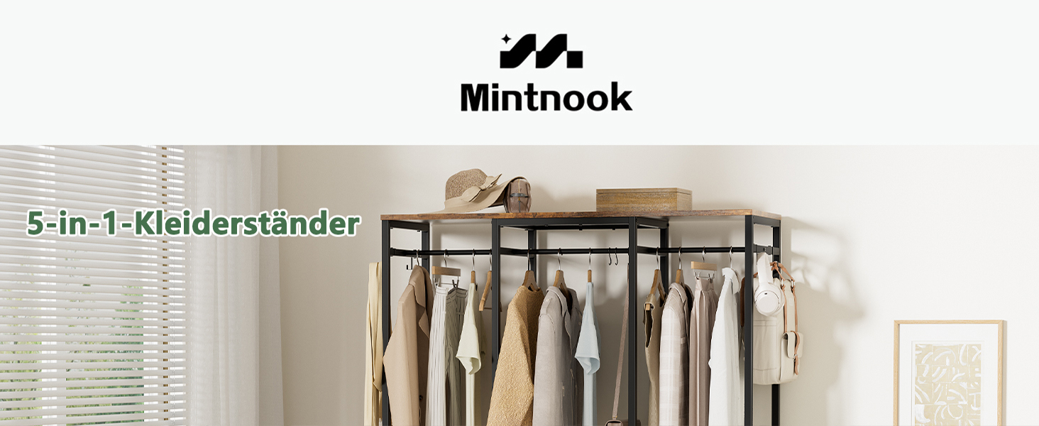 Шафа відкрита, вішалка для одягу, гардеробна стійка з 4 шухлядами, стійка для одягу, для спальні, вітальні, передпокою (rustic brown)