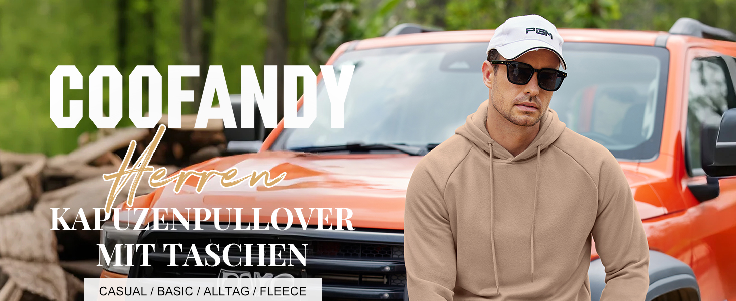 Світшот з капюшоном чоловічий COOFANDY, теплий, з кишенями, бавовна, білий XL