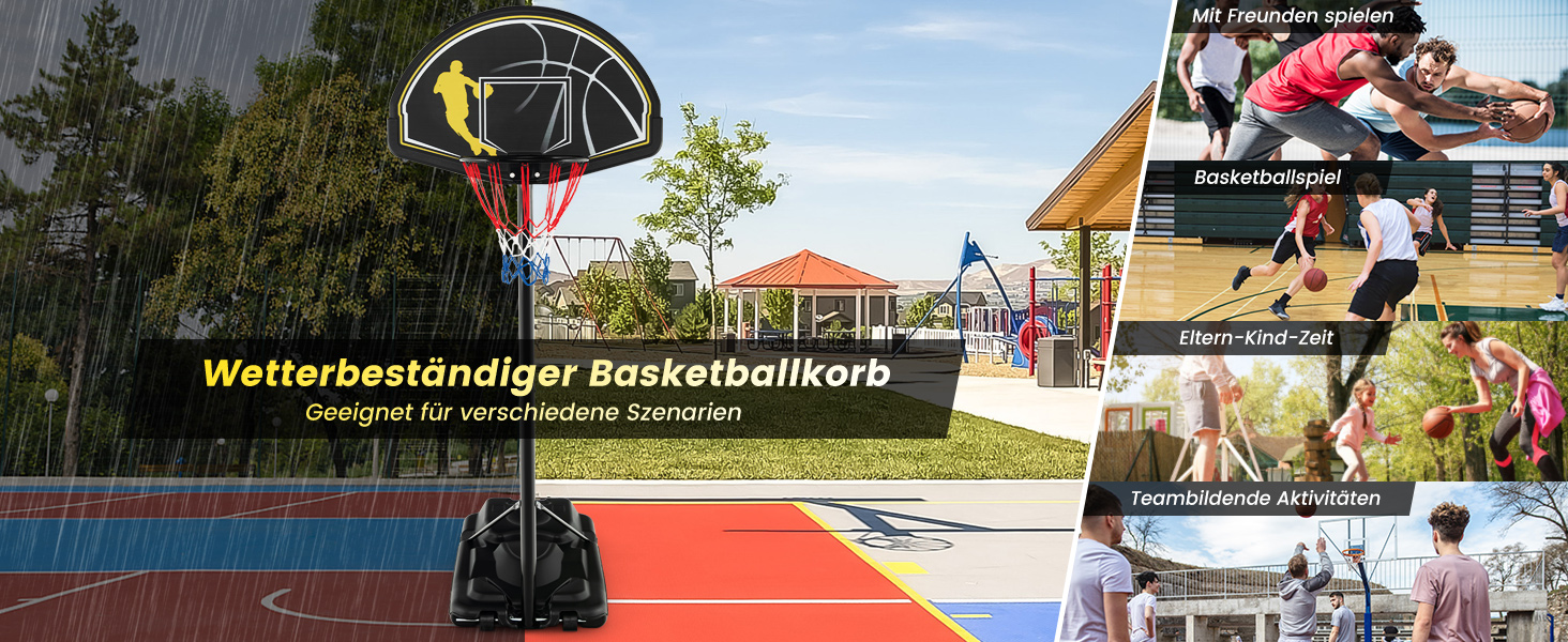 COSTWAY Adjustable Height Basketball Hoop System - Outdoor Mobile Basketball Stand with Wheels & Weight Bag - 130-305cm
