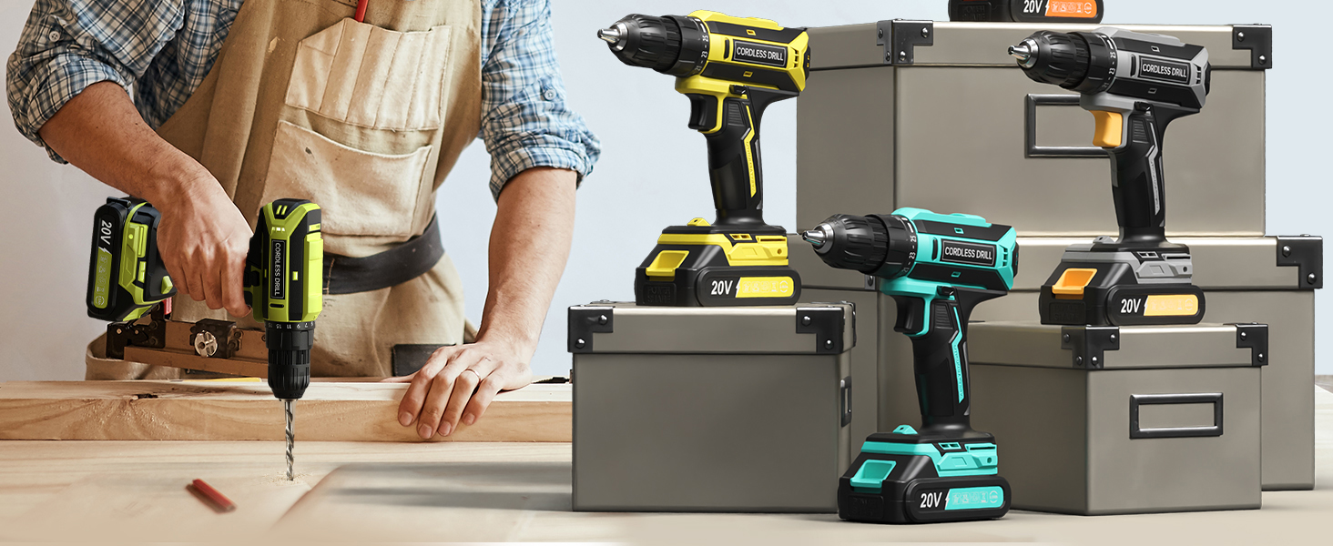 Акумуляторний шуруповерт-дрель 20V, 56 шт. в наборі, 42Nm, LED-підсвітка, для дому та ремонту