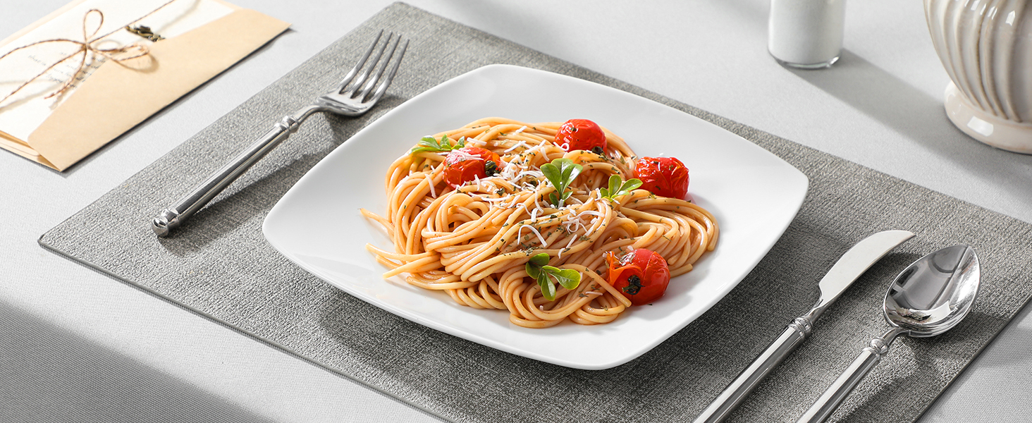 MALACASA Серія Julia, Набір посуду Teller Set 12 осіб, Сучасний KLEIN, 36-ти частинний сервіз з порцеляни, 12 тарілок для їжі, 12 десертних тарілок, 12 супових тарілок сіро-білий, 36 частин