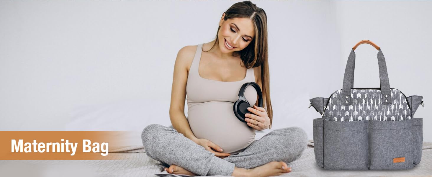 Lekebaby велика сіра сумка для мами з пеленальним килимком для подорожей