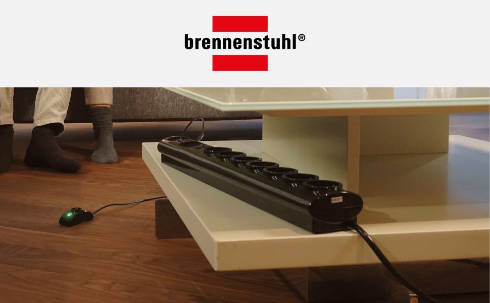 Бренненштуль Primera-Tec Comfort Switch Plus мережевий фільтр 7-портовий з захистом від перенапруги (2м кабель, вимикач та RJ-11), чорний, з ручним/ножним вимикачем