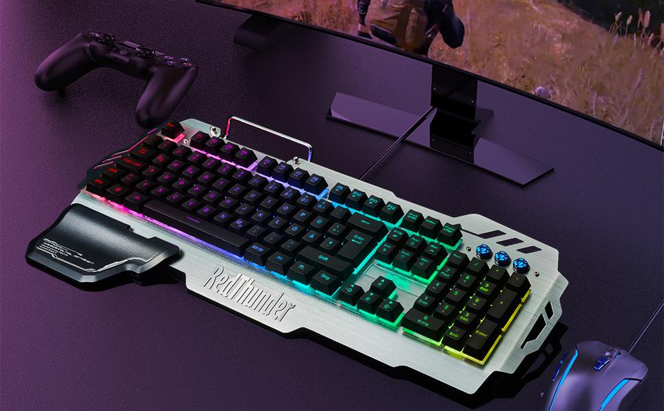 RedThunder K900 - Механічна ігрова клавіатура (2024), QWERTZ, RGB, металевий корпус, 26 анти-ghosting клавіш, для ПК/ноутбука/Xbox One