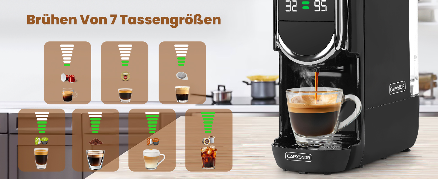 Кавомашина капсульна Magician1 Mini 5в1 для Nespresso, Dolce Gusto, Lavazza A Modo Mio, ESE 44, кавової гущі | 20 bar, 1450 W, LED-дисплей, 7 рівнів води | для дому та офісу, червона