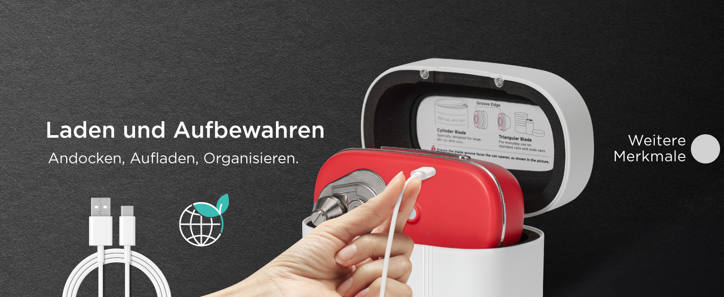 Електричний відкривач для консервів Kitchen Mama Orbit One, USB-C, автоматичний, професійна сталь, гладкий зріз, чорний
