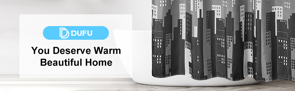 Шторка для душу DUFU, водонепроникна та пральна, 180x200 см, темно-сіра | Поліестер, 12 гачків, швидковисихаюча, напівпрозора