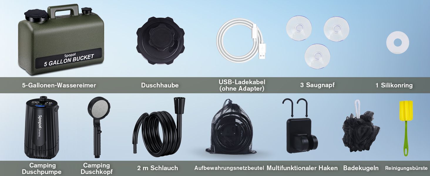 Портативна душова кабіна для кемпінгу з акумулятором 10000mAh та 20л баком. Комплект для відпочинку на природі, в авто та для миття тварин