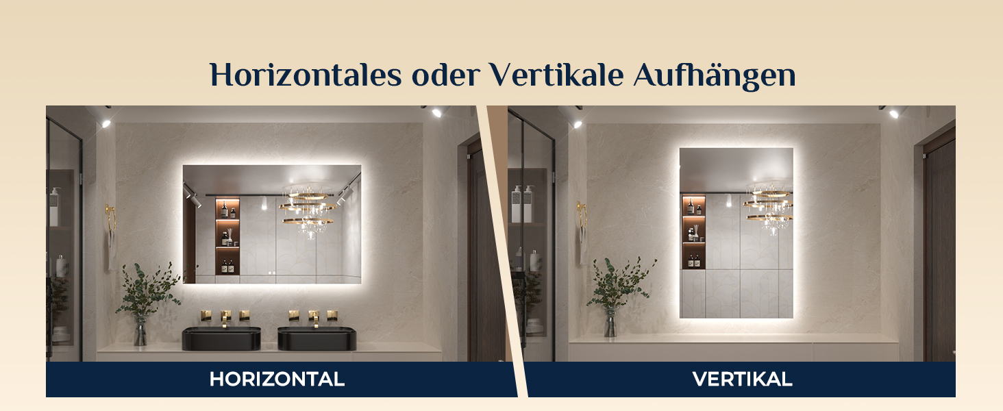 Дзеркало для ванної кімнати Keonjinn з підсвічуванням 60 см, антизапарюючий, з сенсорним вимикачем, пам'ять, 3 кольори світла, регульована яскравість, LED, без рами, прямокутне (90x90 см)